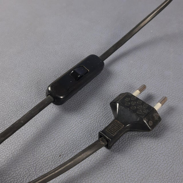 Modernist Purple Glass Table Lamp with Satin Curved Metal, 1970s For Sale - Image 15 of 18