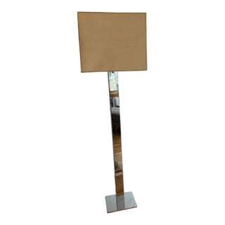 1970s George Kovacs Mid-Century Modern Polished Chrome Floor Lamp With Rectangular Linen Shade For Sale