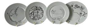 Porcelain Plates Jean Cocteau for Limoges, France, 1960s, Set of 4