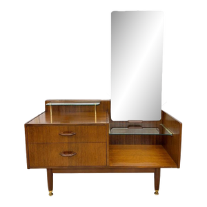 Mid 20th Century G-Plan Tola & Brass Dressing Table by D. Gomme