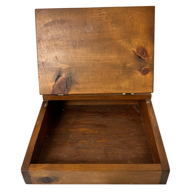 Vintage Mid Century Handmade Pine Wood Traveling Lap Desk For Sale - Image 4 of 5