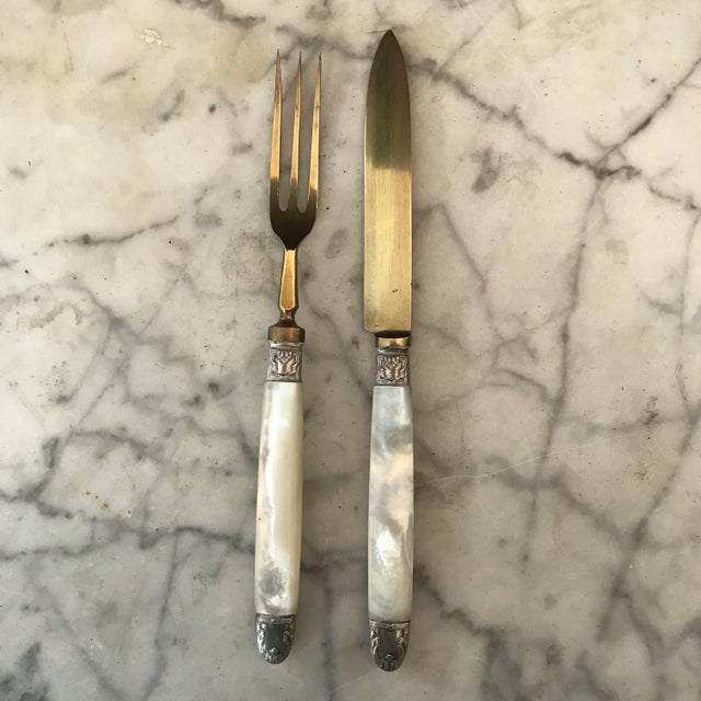 Metal French Antique Mother of Pearl Dessert - Set of 24 For Sale - Image 7 of 12