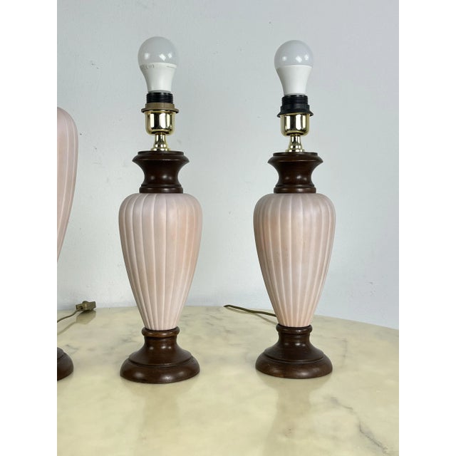 Wood Mid-Century Italian Wood and Ceramic Table Lamps, 1960s, Set of 3 For Sale - Image 7 of 9