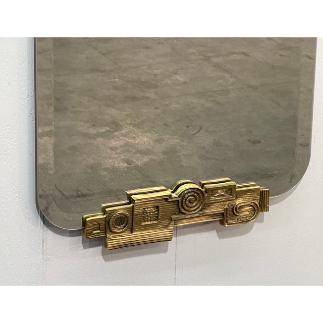 1970s Angelo Brotto Gilt Metal Wall Mirror, 1970s For Sale - Image 5 of 7