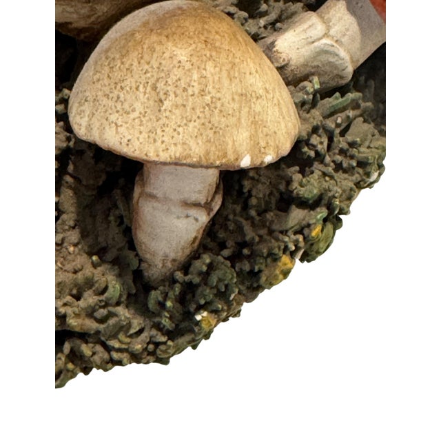 Vintage Italian Tromp l'Oeil Hand-Painted Woven Ceramic Basket of Mushrooms For Sale - Image 12 of 17