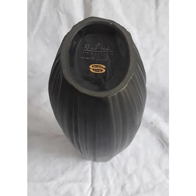 Rosenthal Vintage German Black Op Art Porcelain Vase by Martin Freyer for Rosenthal, 1970s For Sale - Image 4 of 5