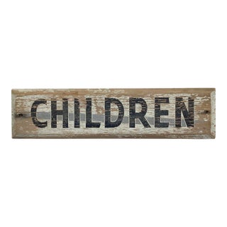 Circa 1930s/40s Wood Children Sign For Sale