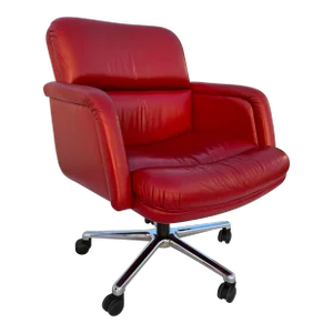Mid-Century Modern Red Leather Executive Chair From Keilhauer