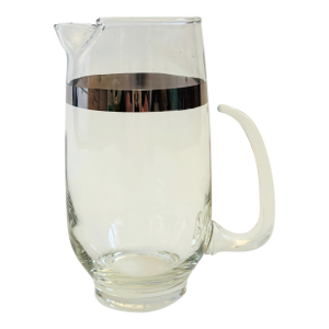 Mid Century Silver Striped Pitcher