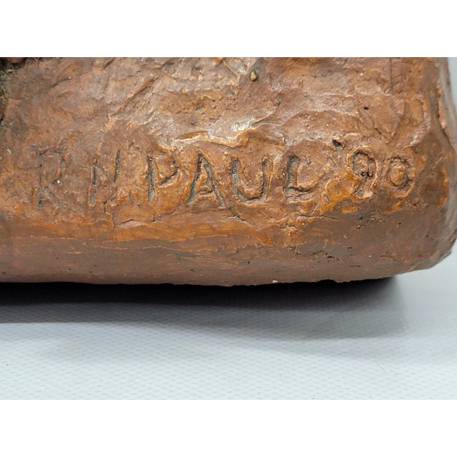 1990s 1990s Vintage Clay Art Nude Women Laying Sculpture Wall Hanging For Sale - Image 5 of 11