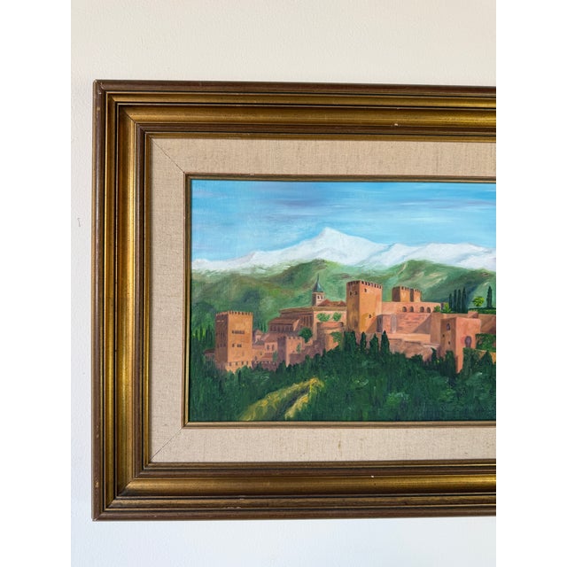 Vintage "Alhambra De Granada" Impressionist Landscape Oil Painting on Canvas – Framed For Sale - Image 4 of 12