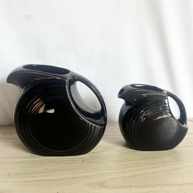 Art Deco Vintage Art Deco Fiesta Ware Disk Pitchers - Set of 2 For Sale - Image 3 of 11