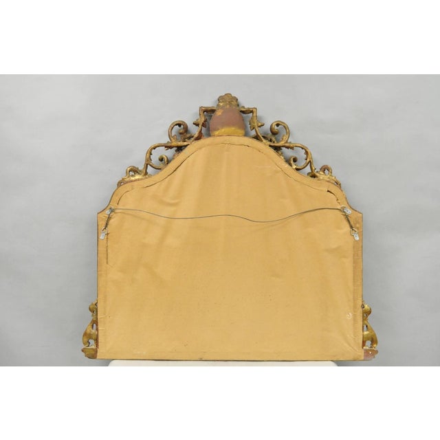 Antique French Neoclassical Baroque Gold Gilt Gesso Red Glass Frame Wall Mirror For Sale - Image 18 of 18