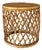 Vintage Boho Organic Modern Drum Form Rattan Side Table With Woven Top For Sale