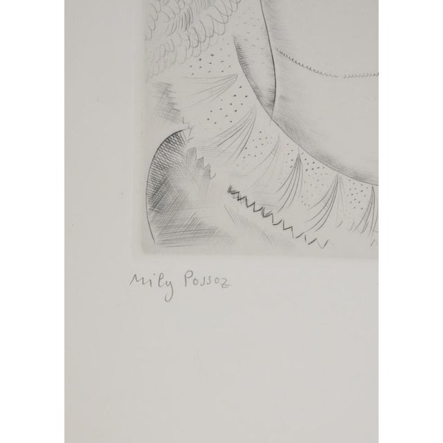 Mily Possoz, Profile of a Young Girl, Original Signed Engraving For Sale - Image 8 of 9