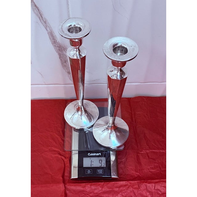 Pair of Weighted Sterling Silver Art Deco Candlesticks For Sale - Image 13 of 13