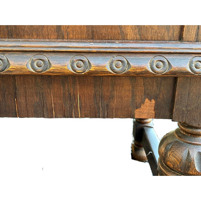 Early 20th Century Jacobean Revival Carved Oak Buffet Sideboard For Sale - Image 12 of 12