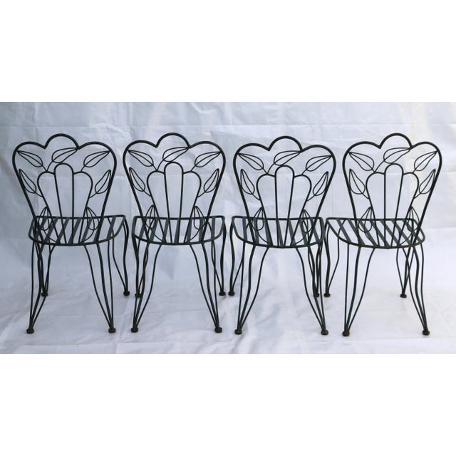 Traditional Late 20th Century Iron Patio Dining Set With Square Table and 4 Chairs Attributed to Frontgate For Sale - Image 3 of 11