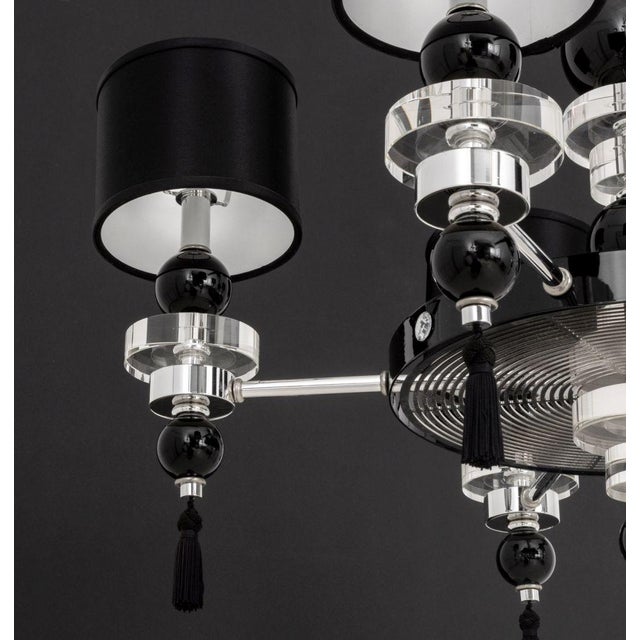 Metal Postmodern Black, Chrome and Acrylic Chandelier For Sale - Image 7 of 9