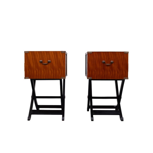 Model Bombay Campaign Nightstands, England, 1970s, Set of 2 For Sale - Image 3 of 13