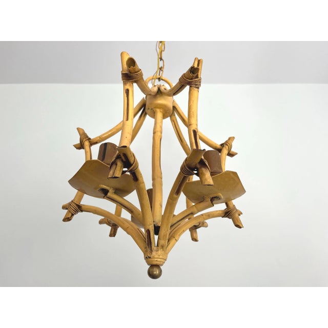 Italian Bamboo Pagoda Chandelier, 1960s For Sale - Image 6 of 13