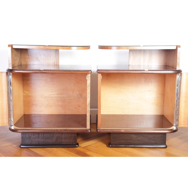 Wood Art Deco Bedside Tables by Jindrich Halabala for Up Zavody, 1940s, Set of 2 For Sale - Image 7 of 18
