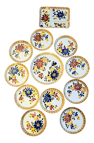Vintage Earthenware Plates and Dishes, Set of 12