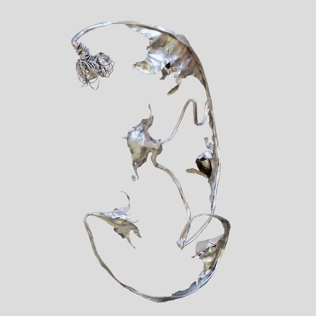 Sculptural Silver and Wrought Iron Wall or Ceiling Light by Salvino Marsura For Sale - Image 5 of 13