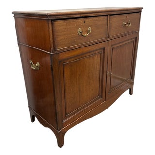 Mid 20th Century English Georgian Style Mahogany Sideboard Cabinet With Two Drawers and Double Doors For Sale