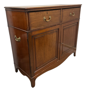 Mid 20th Century English Georgian Style Mahogany Sideboard Cabinet With Two Drawers and Double Doors