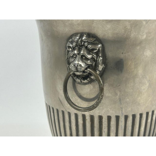 Art Deco Silver Plated Wine Cooler with Lions Heads, 1930s For Sale - Image 6 of 9