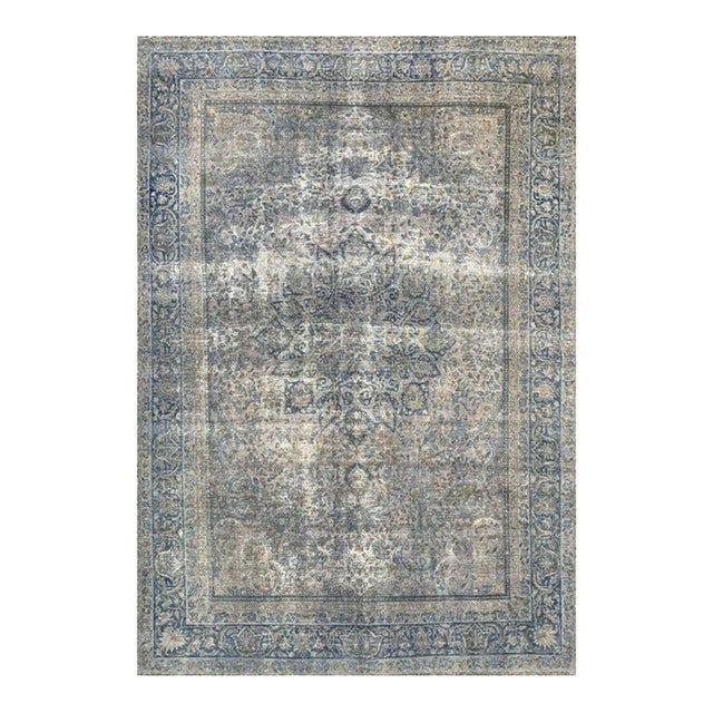 1960s Old Vintage Persian Kerman Area Rug 7x10 For Sale