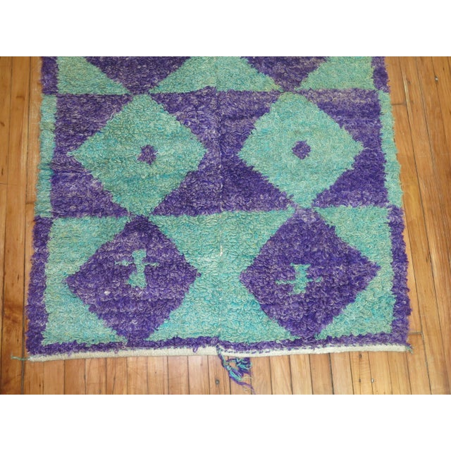 Vintage Zabihi Collection Purple Green Turkish Shag Rug - 3'8" x 4'5" For Sale In New York - Image 6 of 6