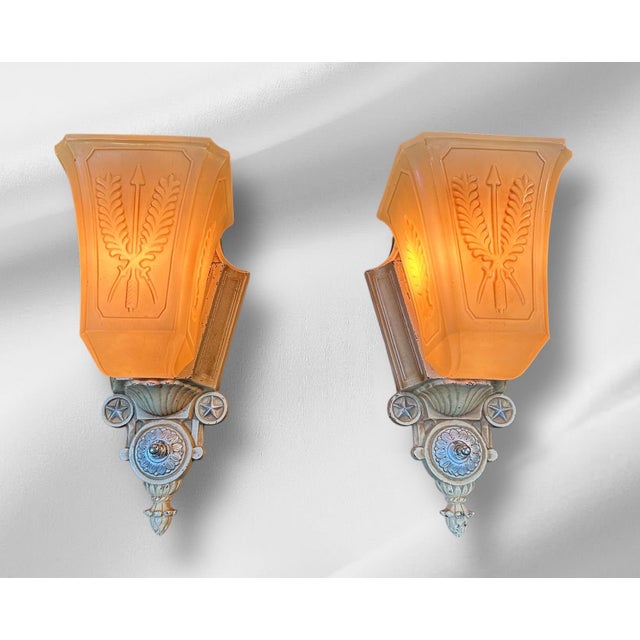1920s Art Deco Chandelier and 2 Sconces For Sale In South Bend - Image 6 of 11