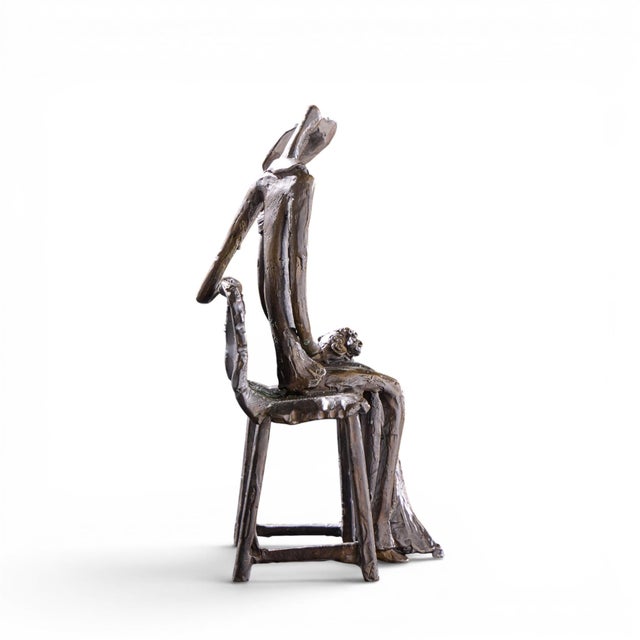 Bronze Ruth Bloch Signed Couple on Bench Bronze Israeli Sculpture For Sale - Image 8 of 10