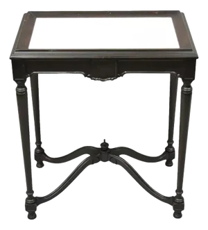 Antique Jacobean Renaissance Carved Mahogany Accent Side Table W/ Celluloid Top