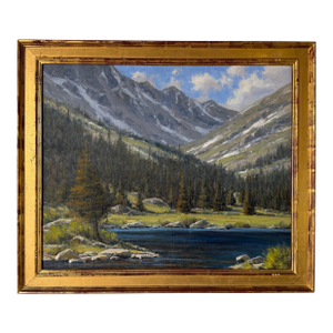2001 Dan Young “Frying Pan Lake” Original Landscape Oil on Masonite Painting – Gilt Wood Framed