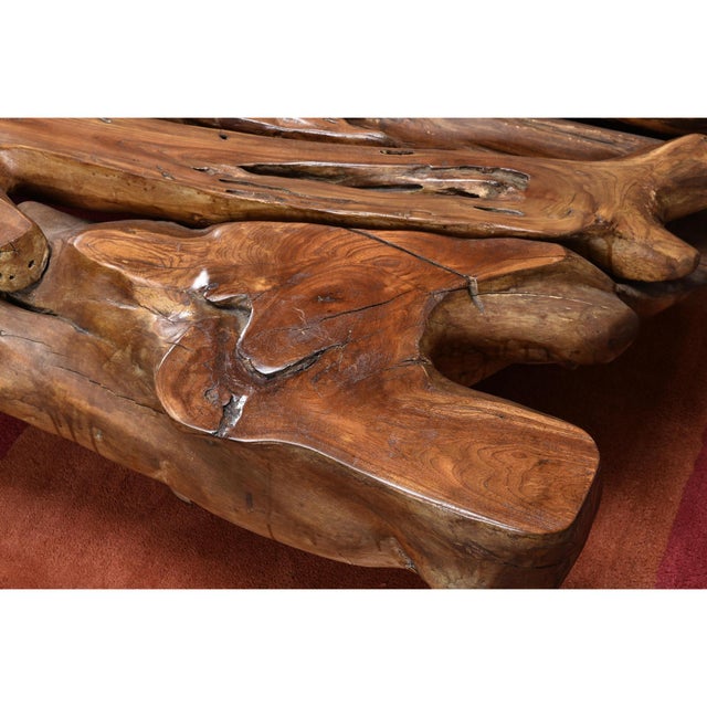 Late 20th Century Organic Modern Freeform Monumental Wood Coffee Table For Sale - Image 5 of 12