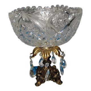 Mid 20th Century W. German Beyer Compote Crystal and Marble Base Compote For Sale