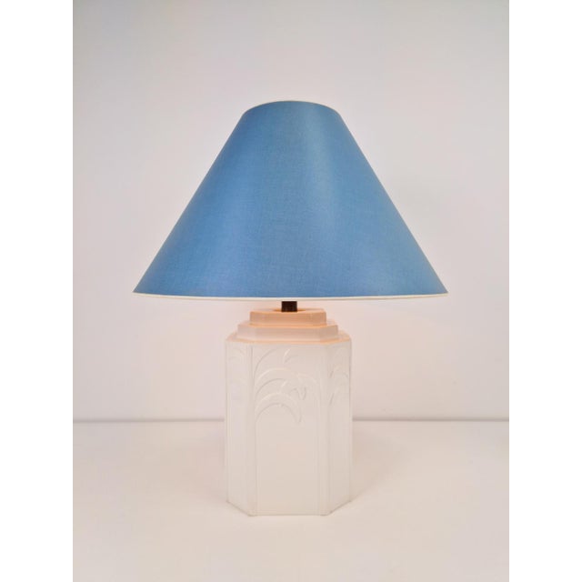 Serge Roche White Ceramic Palm Tree Table Lamp in the style of Serge Roche, 1970s For Sale - Image 4 of 14
