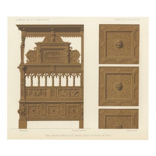 Rivaud, Carved Bed, 1851, Chromolithograph For Sale