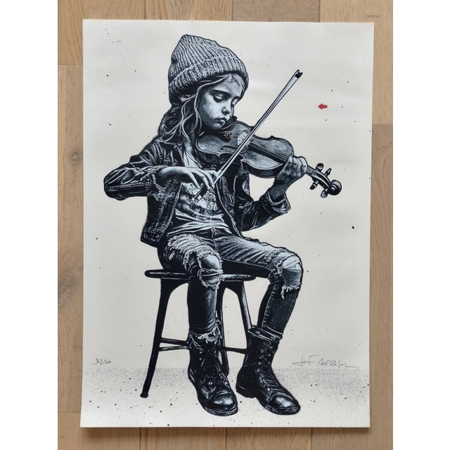 Jef Aerosol The Violinist, 2025 Screen printing Signed in pencil and numbered Limited edition of 100 copies White paper...