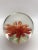 Glass Vintage Round Paperweight With Orange Flower For Sale - Image 7 of 10
