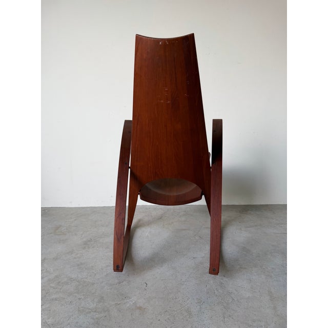 1973 Leon Meyer California Studio Modern Sculptural Teak Rocking Chair For Sale - Image 4 of 12