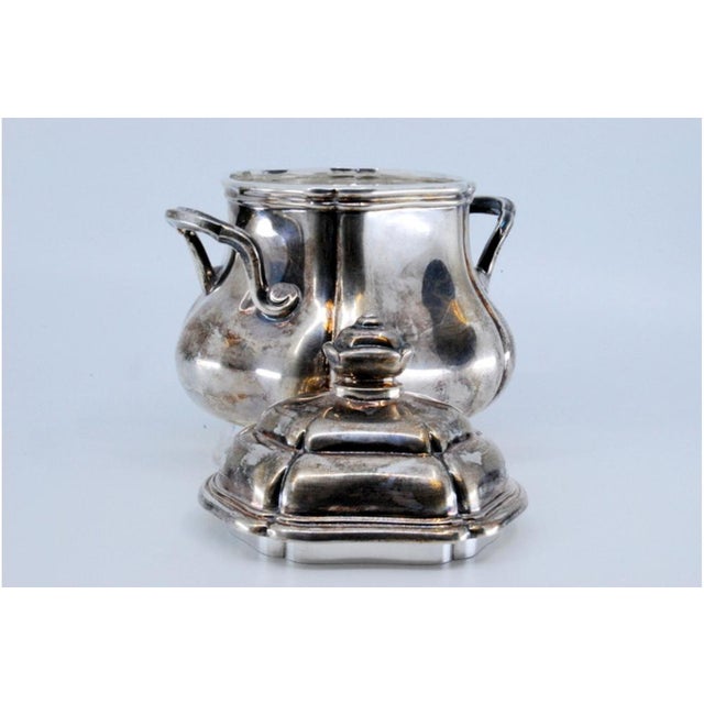 Metal Silver Sugar Bowl with Two Smooth Handles For Sale - Image 7 of 10