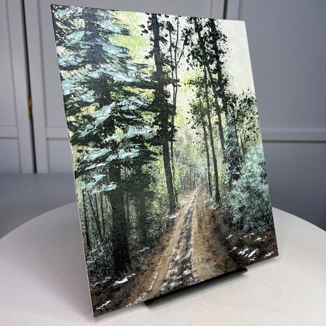 Contemporary Wintery Day Winter Theme Acrylic Painting 8 X 10" Nature Wall Art Unframed For Sale - Image 3 of 7