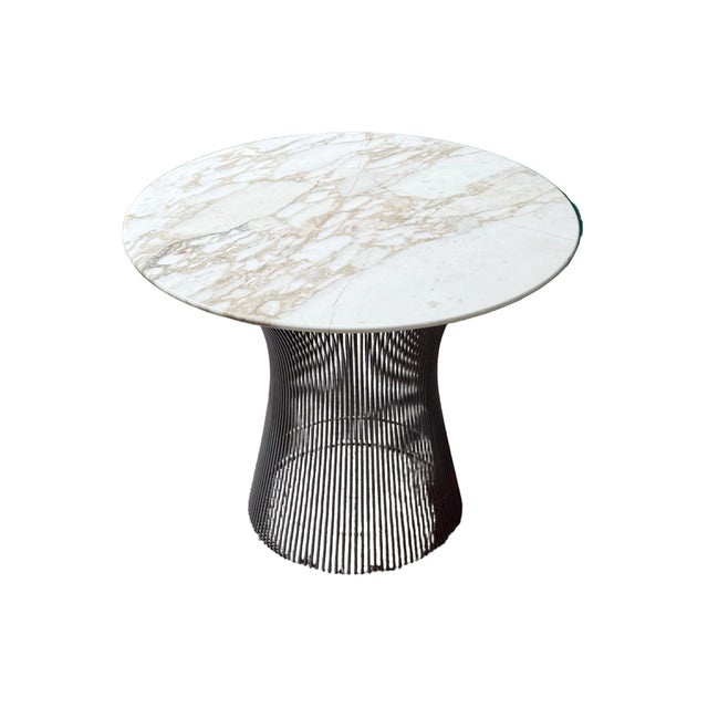 Modern Vintage Platner Wire Base Coffee Side Table With Round Marble Top For Sale - Image 3 of 9