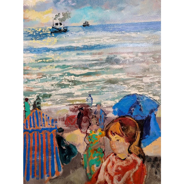 Emilio Grau-Sala -Le Havre Beach North of France 1965 Oil Painting For Sale In Los Angeles - Image 6 of 12
