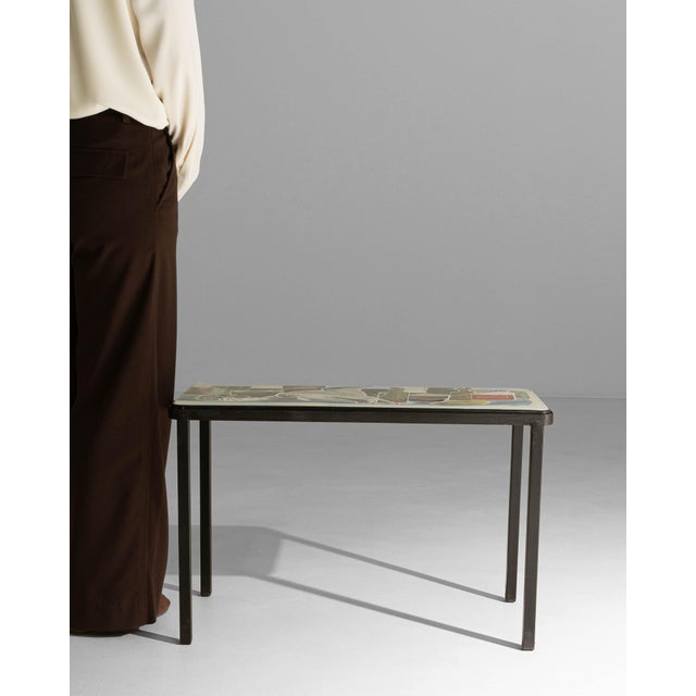 20th Century Italian Metal Coffee Table with Artistic Enamel Top For Sale - Image 9 of 18