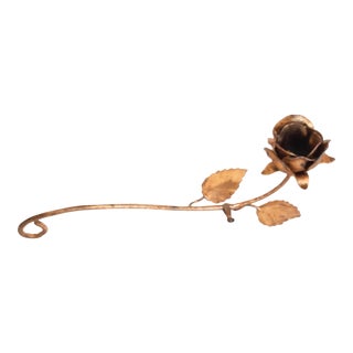 Italian Tole Guild Rose Candle Holder Snuffer For Sale
